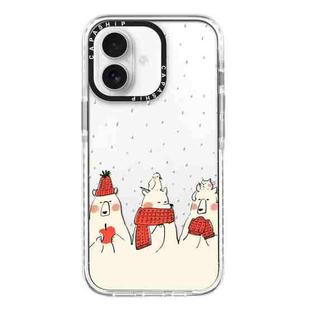 For iPhone 16 Simple Illustration Pattern Full Coverage Phone Case(Winter Bear)