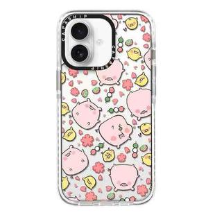 For iPhone 16 Simple Illustration Pattern Full Coverage Phone Case(Candied Haws Pig)