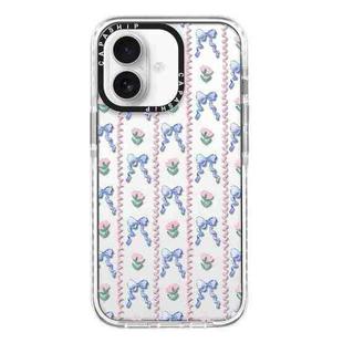 For iPhone 16 Simple Illustration Pattern Full Coverage Phone Case(Bowknot Flowers)