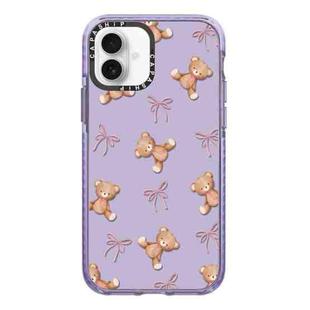 For iPhone 16 Plus Simple Illustration Pattern Full Coverage Phone Case(Bear Bow)