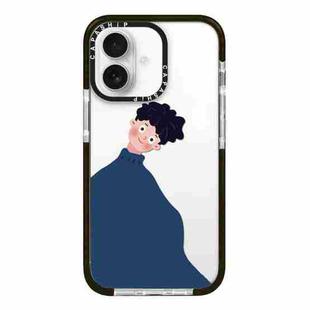 For iPhone 16 Plus Simple Illustration Pattern Full Coverage Phone Case(Sweater Couple A)