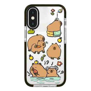 For iPhone X / XS Simple Illustration Pattern Full Coverage Phone Case(Capybara B)