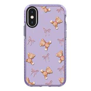 For iPhone X / XS Simple Illustration Pattern Full Coverage Phone Case(Bear Bow)