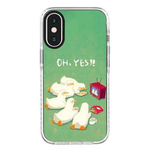 For iPhone X / XS Simple Illustration Pattern Full Coverage Phone Case(Watch TV Duck)