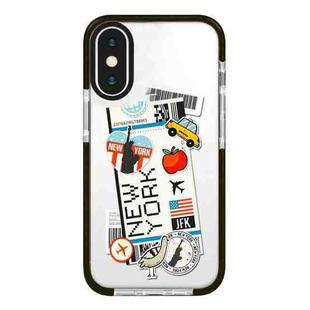 For iPhone X / XS Simple Illustration Pattern Full Coverage Phone Case(Travel Ticket C)