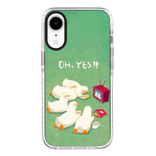 For iPhone XR Simple Illustration Pattern Full Coverage Phone Case(Watch TV Duck)