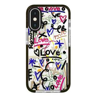 For iPhone XS Max Simple Illustration Pattern Full Coverage Phone Case(Graffiti Letters C)