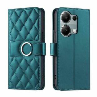 For Xiaomi Poco M6 Pro 4G Ring Buckle Rhombic Leather Phone Case(Green)