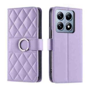 For Xiaomi 14T Ring Buckle Rhombic Leather Phone Case(Purple)