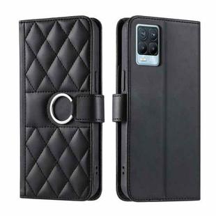 For Realme 8 4G / 8 Pro 4G Ring Buckle Rhombic Leather Phone Case(Black)