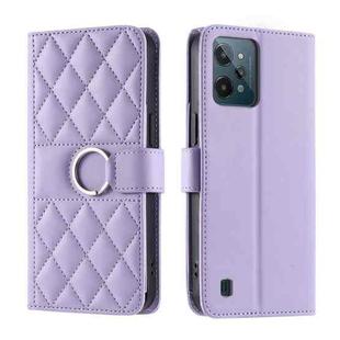 For Realme C31 4G Ring Buckle Rhombic Leather Phone Case(Purple)