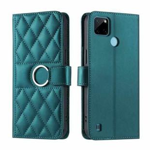 For Realme C21Y / C25Y Ring Buckle Rhombic Leather Phone Case(Green)