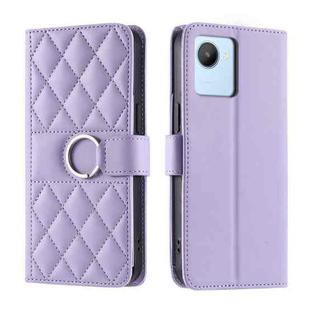 For Realme C30 / C30S Ring Buckle Rhombic Leather Phone Case(Purple)