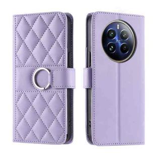 For Realme 12 Pro 5G / 12 Pro+ 5G Ring Buckle Rhombic Leather Phone Case(Purple)