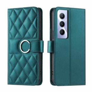 For Realme C65 4G Global Ring Buckle Rhombic Leather Phone Case(Green)