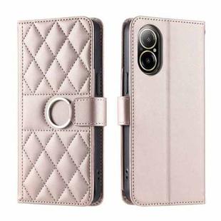 For Realme C67 4G Global Ring Buckle Rhombic Leather Phone Case(Rose Gold)