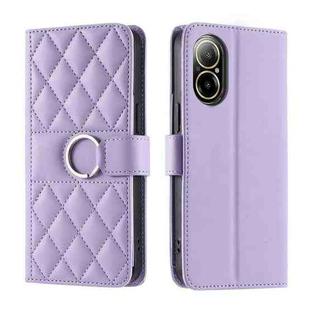 For Realme C67 4G Global Ring Buckle Rhombic Leather Phone Case(Purple)