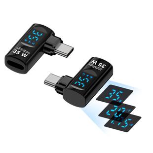 Type-C Male to 8 Pin Female Smart Digital Display Side Bend Charging Adapter(Black)