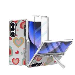 For Samsung Galaxy Z Fold6 5G Sticker TPU Hybrid PC Holder Shockproof Phone Case with Tempered Film(Big Love)