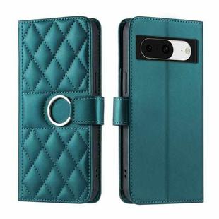 For Google Pixel 8 Ring Buckle Rhombic Leather Phone Case(Green)