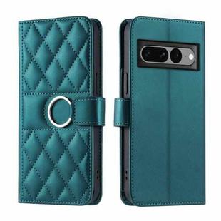 For Google Pixel 7 Pro Ring Buckle Rhombic Leather Phone Case(Green)