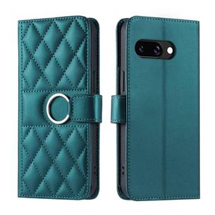 For Google Pixel 9a Ring Buckle Rhombic Leather Phone Case(Green)
