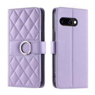 For Google Pixel 9a Ring Buckle Rhombic Leather Phone Case(Purple)