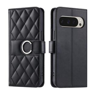 For Google Pixel 9 Pro XL Ring Buckle Rhombic Leather Phone Case(Black)
