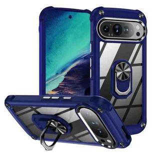 For Google Pixel 9 Pro XL TPU + PC Lens Protection Phone Case with Ring Holder(Blue)