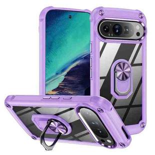 For Google Pixel 9 Pro XL TPU + PC Lens Protection Phone Case with Ring Holder(Purple)