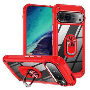 For Google Pixel 9 / 9 Pro TPU + PC Lens Protection Phone Case with Ring Holder(Red)