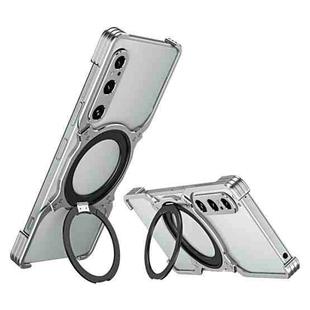 For Sony Xperia 1 V Mechanical Arm Borderless MagSafe Holder Metal Phone Case(Silver)