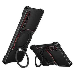 For Sony Xperia 1 VII Mechanical Arm Borderless MagSafe Holder Metal Phone Case(Black Red)