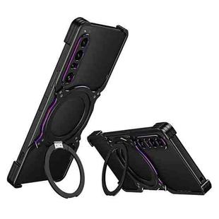 For Sony Xperia 1 VII Mechanical Arm Borderless MagSafe Holder Metal Phone Case(Black Purple)