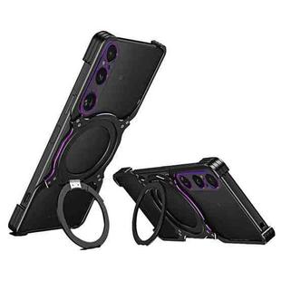 For Sony Xperia 1 VI Mechanical Arm Borderless MagSafe Holder Metal Phone Case(Black Purple)