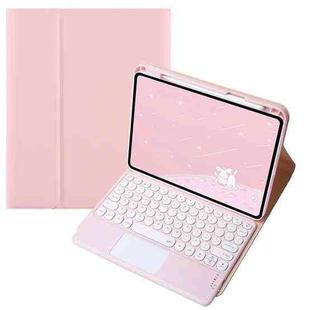 For Infinix Xpad 11 inch Candy Color Round Keys Bluetooth Keyboard Leather Case with Touchpad(Pink)