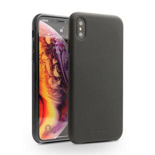 For iPhone XS Max QIALINO Shockproof Cowhide Leather Protective Case(Black)