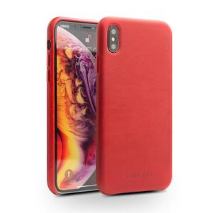 For iPhone XS Max QIALINO Shockproof Cowhide Leather Protective Case(Red)