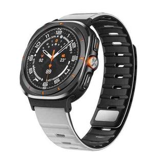 For Samsung Galaxy Watch Ultra 47mm Magnetic Silicone Watch Band(Light Grey Black+Black)