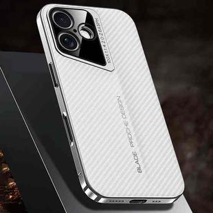 For iPhone 16 Carbon Fiber Texture PC Phone Case(White)