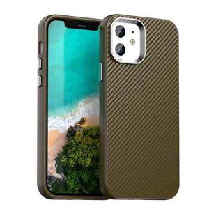 For iPhone 12 Carbon Fiber Series IMD Phone Case(Brown)