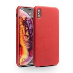 For iPhone X / XS QIALINO Shockproof Cowhide Leather Protective Case(Red)