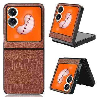 For Infinix Zero Flip Crocodile Texture Back Cover Phone Case(Brown)