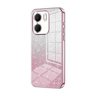 For OPPO A5x 5G Global Gradient Glitter Powder Electroplated Phone Case(Pink)