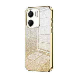 For OPPO A5x 5G Global Gradient Glitter Powder Electroplated Phone Case(Gold)