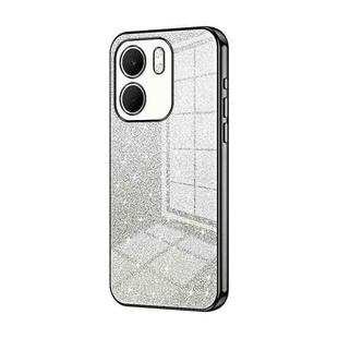 For OPPO A5x 5G Global Gradient Glitter Powder Electroplated Phone Case(Black)