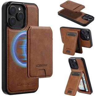 For iPhone 15 Pro Max LC.IMEEKE L3 Series Detachable RFID Card Bag Magsafe Phone Case(Brown)