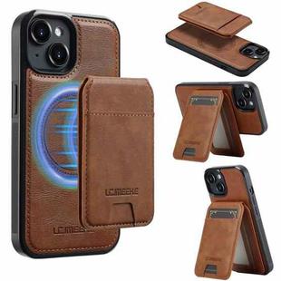 For iPhone 15 LC.IMEEKE L3 Series Detachable RFID Card Bag Magsafe Phone Case(Brown)