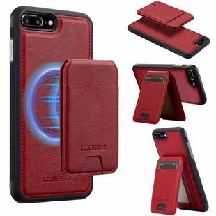 For iPhone SE 2022 / 2020 LC.IMEEKE L3 Series Detachable RFID Card Bag Magsafe Phone Case(Red)