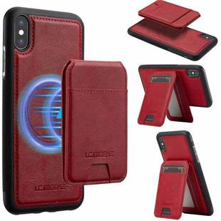 For iPhone XS / X LC.IMEEKE L3 Series Detachable RFID Card Bag Magsafe Phone Case(Red)